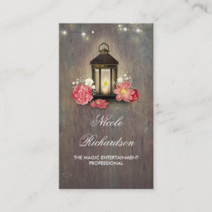 Vintage Lantern and Rustic Barn Wood Country Business Card