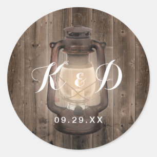 Vintage Lantern Rustic Barn Wood Wedding Seal