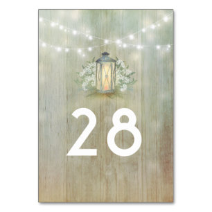 Vintage Lantern Rustic Floral Barn Wedding Table Number