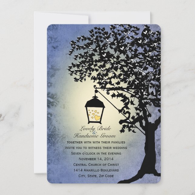 Vintage Lantern Streetlamp Wedding Invitation (Front)