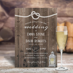 Vintage Lantern Tying the Knot Barn Wedding Invitation