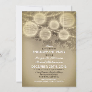 vintage lanterns engagement party invitations