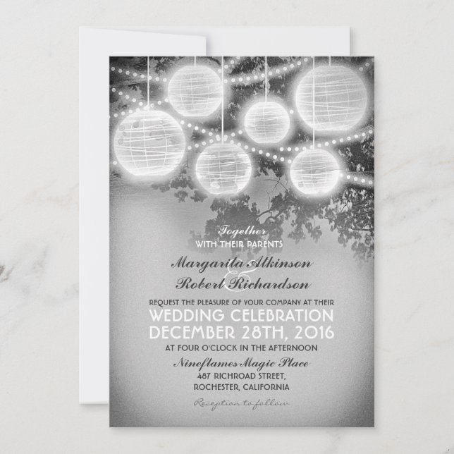 vintage lanterns wedding invitations (Front)