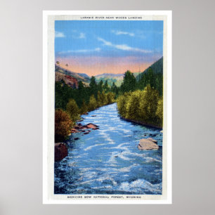 Vintage Laramie River Woods Landing WY Poster