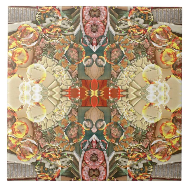 Vintage Large (6" X 6") Ceramic Photo Tile (Front)