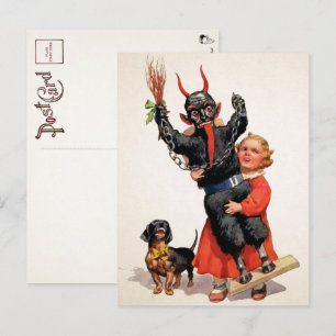 Vintage Large Krampus Doll Postcard