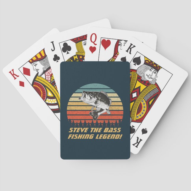 Vintage Largemouth Bass Fishing Legend Name Playing Cards (Back)