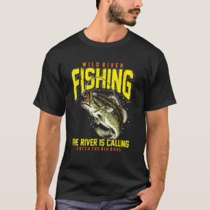 Vintage Largemouth Striped Wild River Bass Fishing T-Shirt