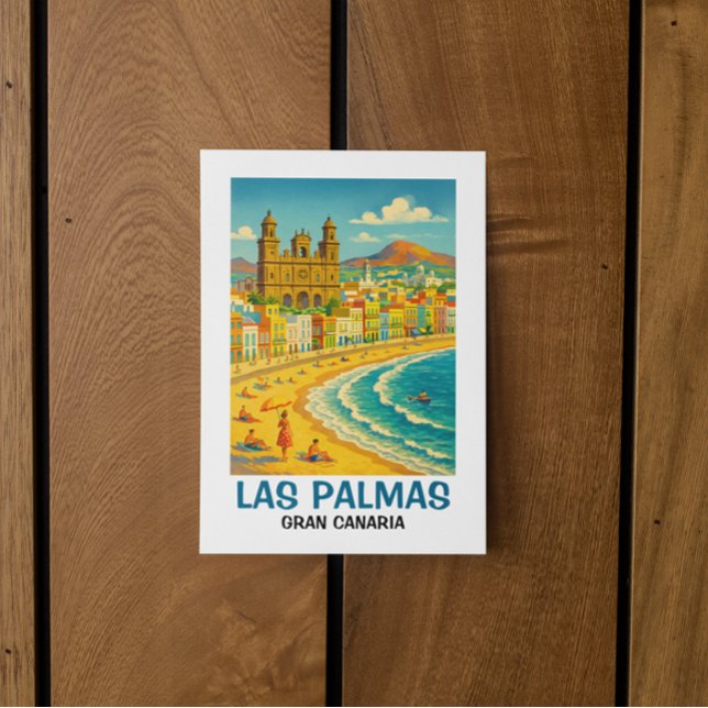 Vintage Las Palmas Gran Canaria Canteras Beach Postcard (vintage travel las palmas gran canaria postcard)
