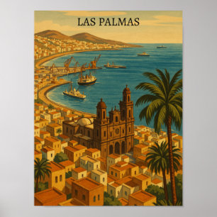 Vintage Las Palmas, Gran Canaria City View Poster