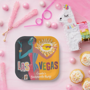 Vintage Las Vegas Bachelorette Weekend Party  Paper Plate