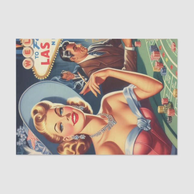 Vintage Las Vegas Casino Pin Up Tissue Paper (Front)