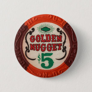Vintage Las Vegas Casino Poker Chip Chips Gambling 6 Cm Round Badge