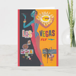 Vintage Las Vegas Gambling Travel Poster Art Card