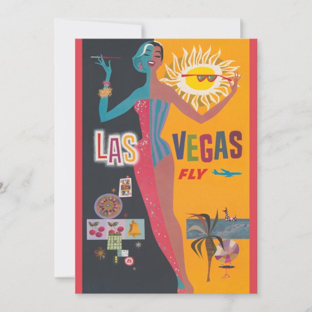 Vintage Las Vegas Gambling Travel Poster Art Invitation (Front)