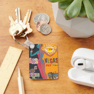 Vintage Las Vegas Gambling Travel Poster Art Key Ring