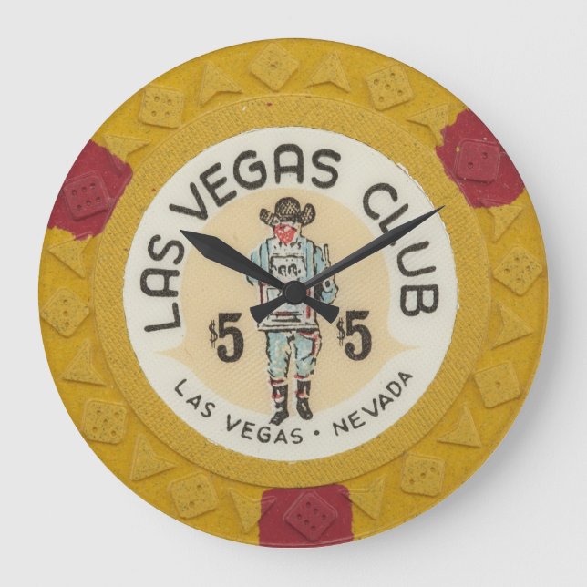 Vintage Las Vegas Poker Chip Modern Acryllic Clock (Front)