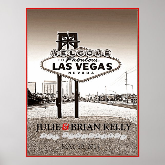 Vintage Las Vegas Wedding Guest Book Poster (Front)