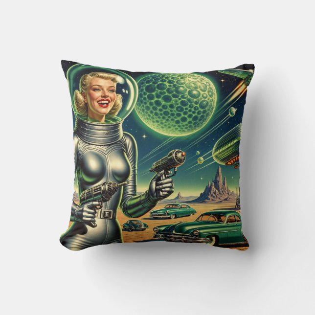 Vintage Laser Beam Pin-Up  Cushion (Front)