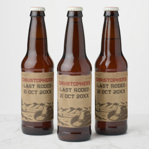 Vintage Last Rodeo Rustic Cowboy Bachelor Party Beer Bottle Label