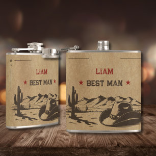 Vintage Last Rodeo Rustic Cowboy Bachelor Party Hip Flask