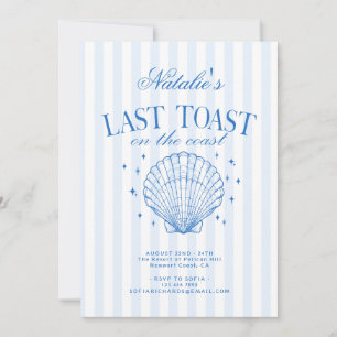 Vintage Last Toast on the Coast Bachelorette Invitation