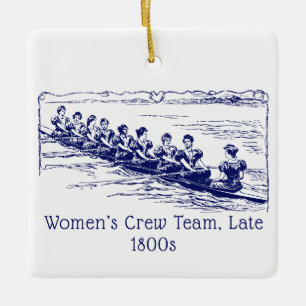 Vintage Late 1800s Women Rowers Crew Team on Lake Ceramic Ornament