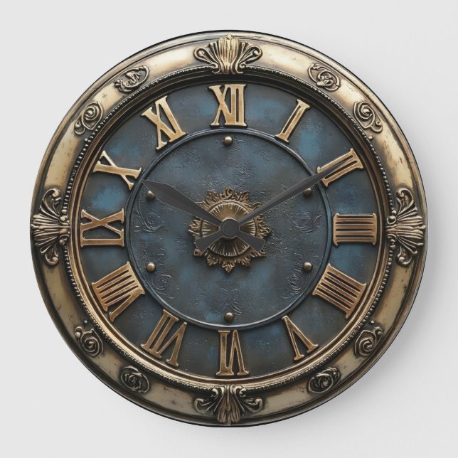 Vintage Latin round Large Clock (Front)