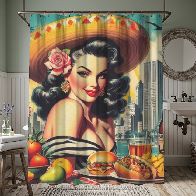Vintage Latina Painting Shower Curtain (Creator Uploaded)