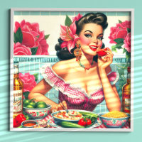 Vintage Latina Pin-Up Painting
