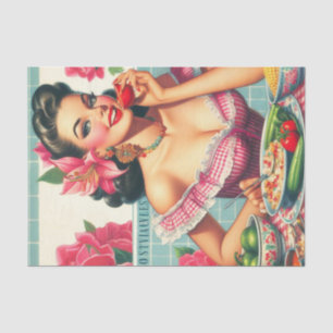 Vintage Latina Pin-Up Painting Tissue Paper