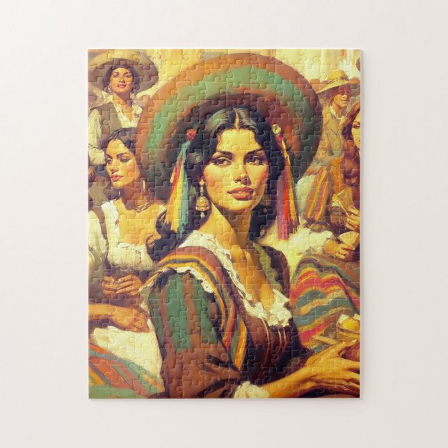 Vintage Latina Woman Painting Jigsaw Puzzle (Vertical)