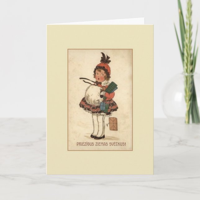 Vintage Latvian Christmas Greeting Card (Front)