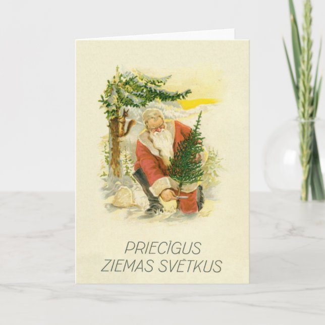 Vintage Latvian Christmas Greeting Card (Front)