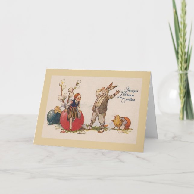 Vintage Latvian Easter Greeting Card (Front)