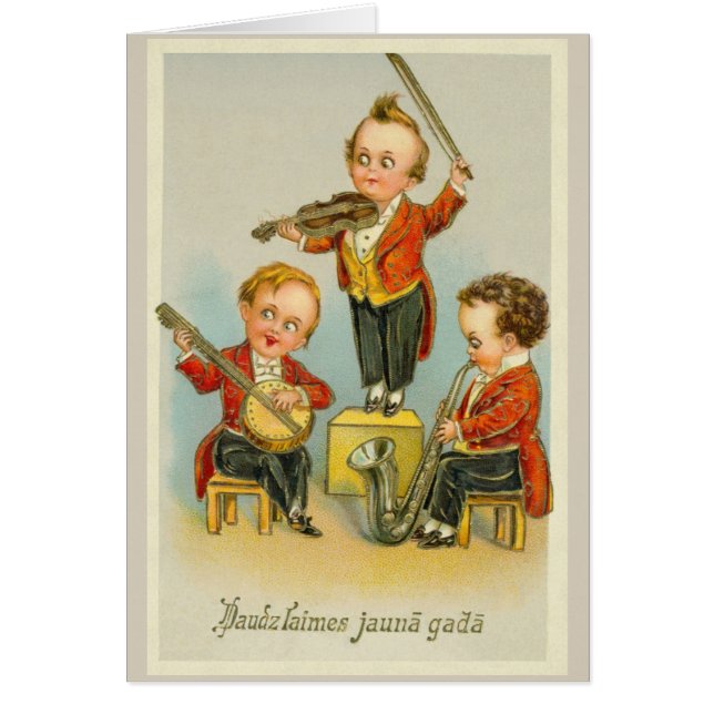 Vintage Latvian Happy New Year Greeting Card (Front)