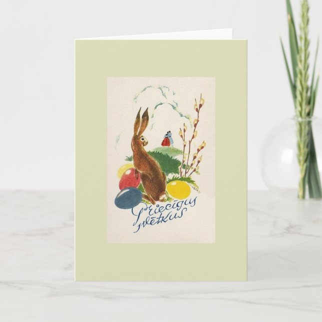 Vintage Latvian Priecīgus Svētkus Easter Card (Front)