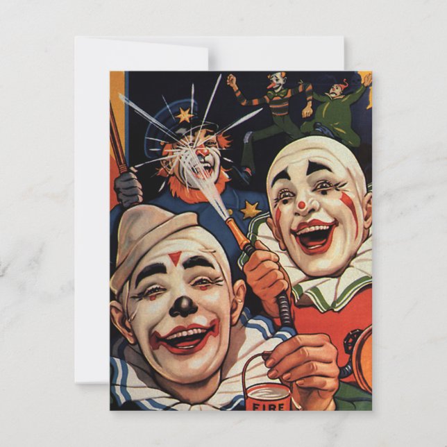 Vintage Laughing Circus Clowns Birthday Party Invitation (Front)