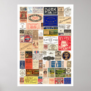 Vintage Laundry Detergent Labels Laundry Room Poster