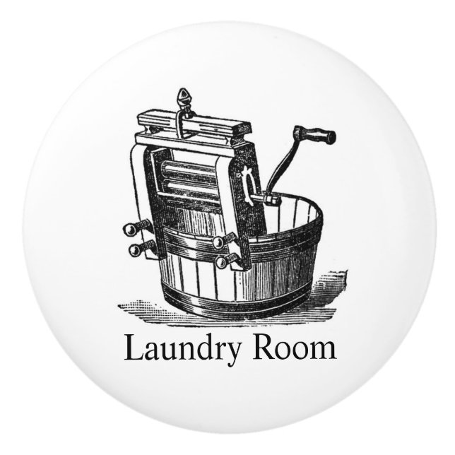 Vintage Laundry Room clothes wringer Ceramic Knob (Front)