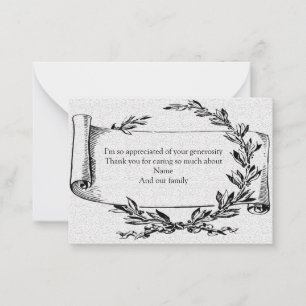 Vintage Laurel Banner After Funeral Thank You Card