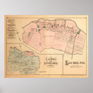 Vintage Laurel MD Map (1879) Poster
