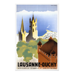 Vintage Lausanne-Ouchy Switzerland Travel Poster
