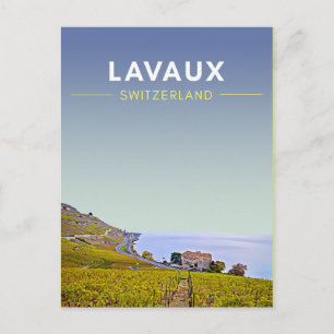 Vintage Lavaux Vineyards Switzerland Travel Postcard