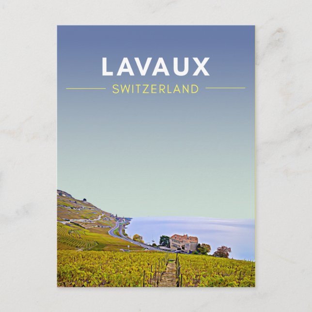 Vintage Lavaux Vineyards Switzerland Travel Postcard (Front)