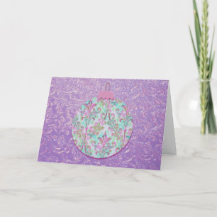 Vintage Lavender Aqua Ornament Christmas Card