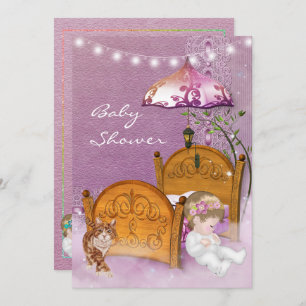 Vintage Lavender Baby Shower Invitation with crib