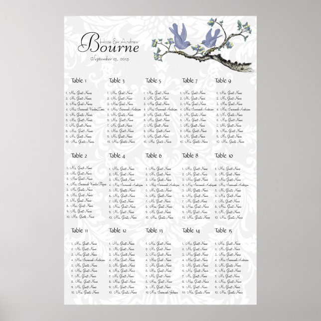 Vintage Lavender Birds Seating click customise Poster (Front)