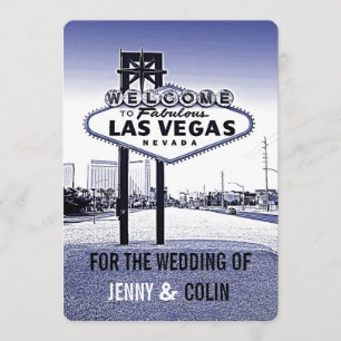 Vintage Lavender Blue Las Vegas Wedding Invites