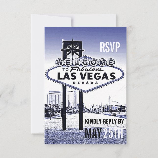 Vintage Lavender Blue Las Vegas Wedding RSVP (Front)